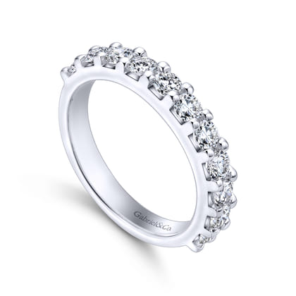 Manila - 14K White Gold 11 Stone Shared Prong Set Diamond Wedding Band