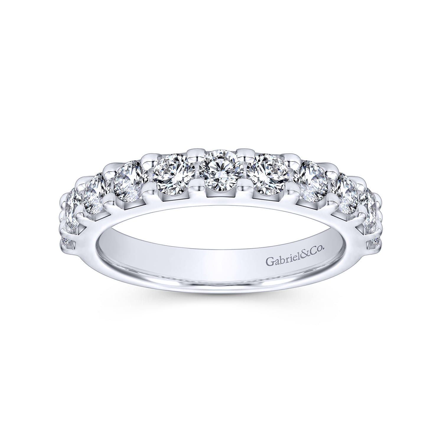 Straight Wedding Ring in 14k White Gold with Round Natural Diamond at Gabriel & Co. - Shot 4