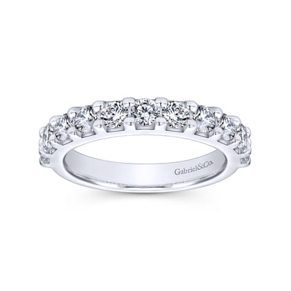 Manila - 14K White Gold 11 Stone Shared Prong Set Diamond Wedding Band