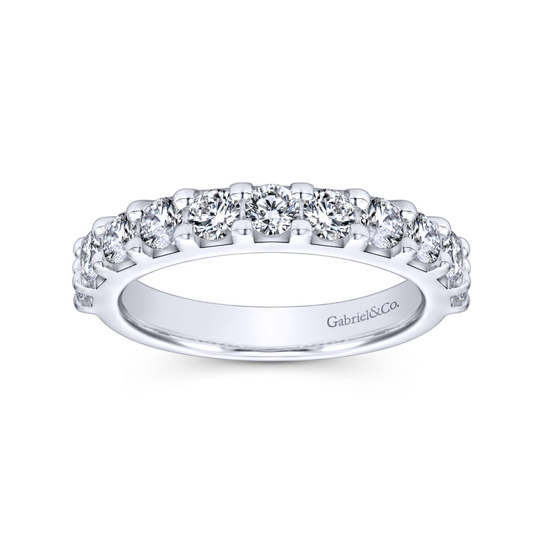 Straight Wedding Ring in 14k White Gold with Round Natural Diamond at Gabriel & Co. - Shot 4