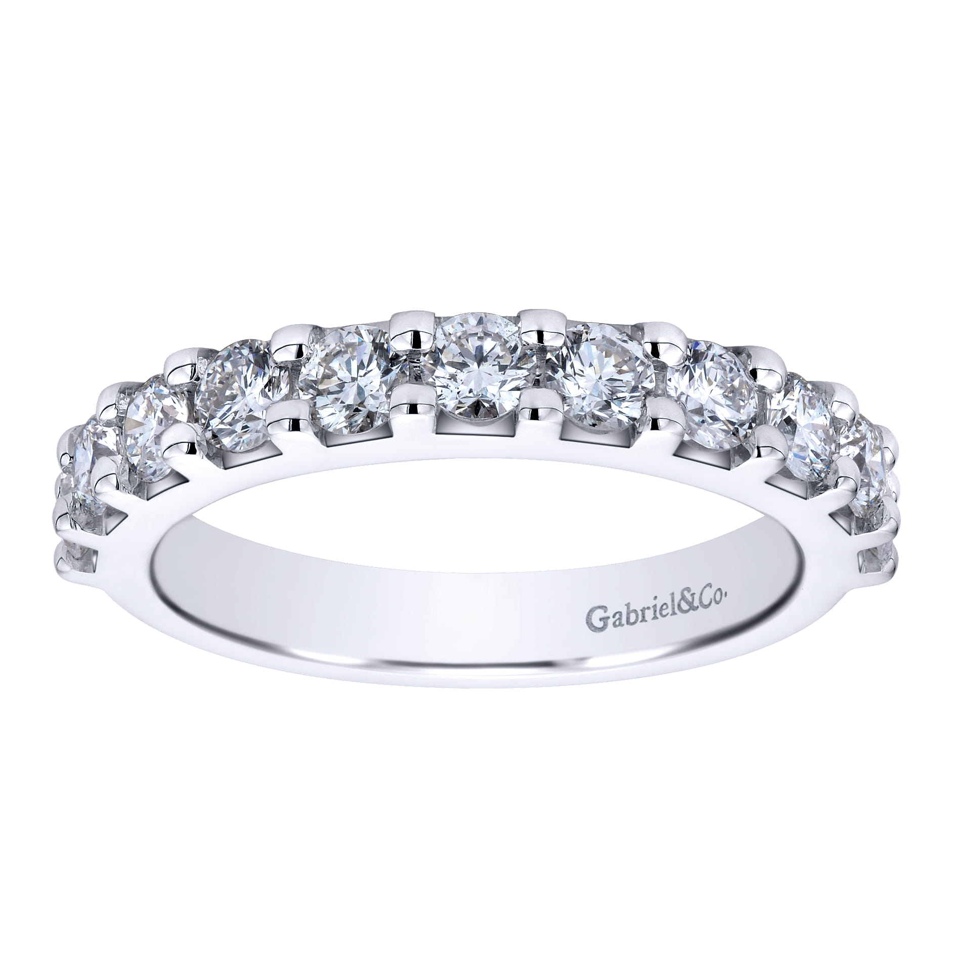 Straight Wedding Ring in 14k White Gold with Round Natural Diamond at Gabriel & Co. - Shot 5