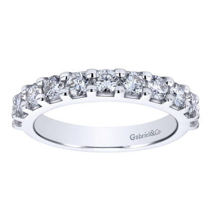 Manila - 14K White Gold 11 Stone Shared Prong Set Diamond Wedding Band