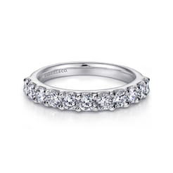Manila - 14K White Gold Round 11 Stone Shared Prong Diamond Anniversary Band