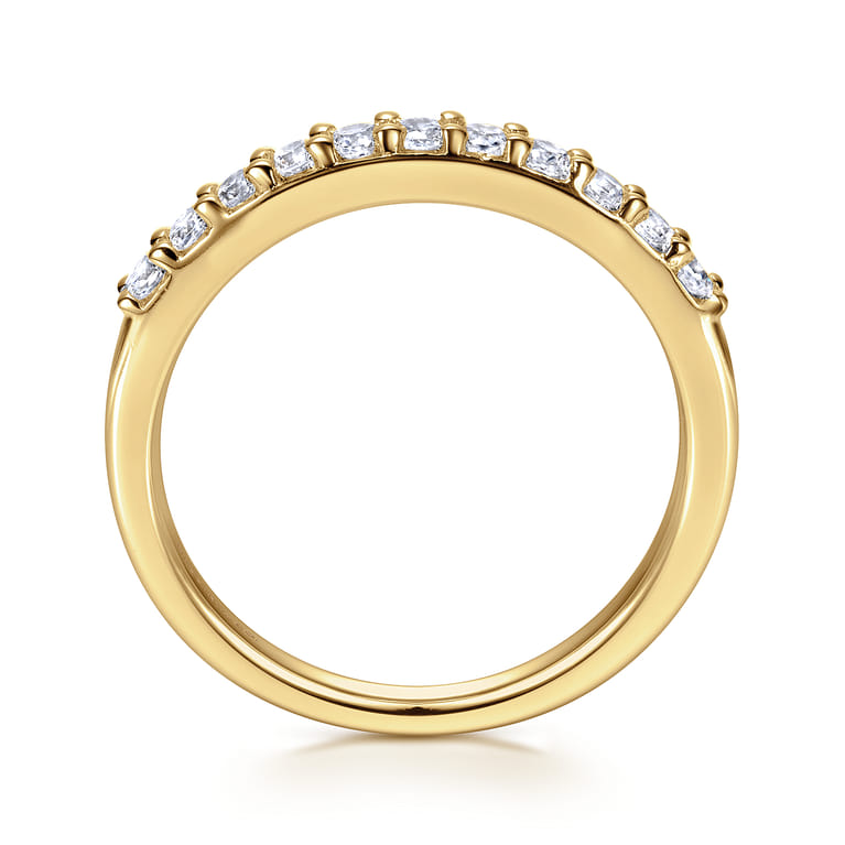 Straight Wedding Ring in 14k Yellow Gold with Round Natural Diamond at Gabriel & Co. - Shot 2