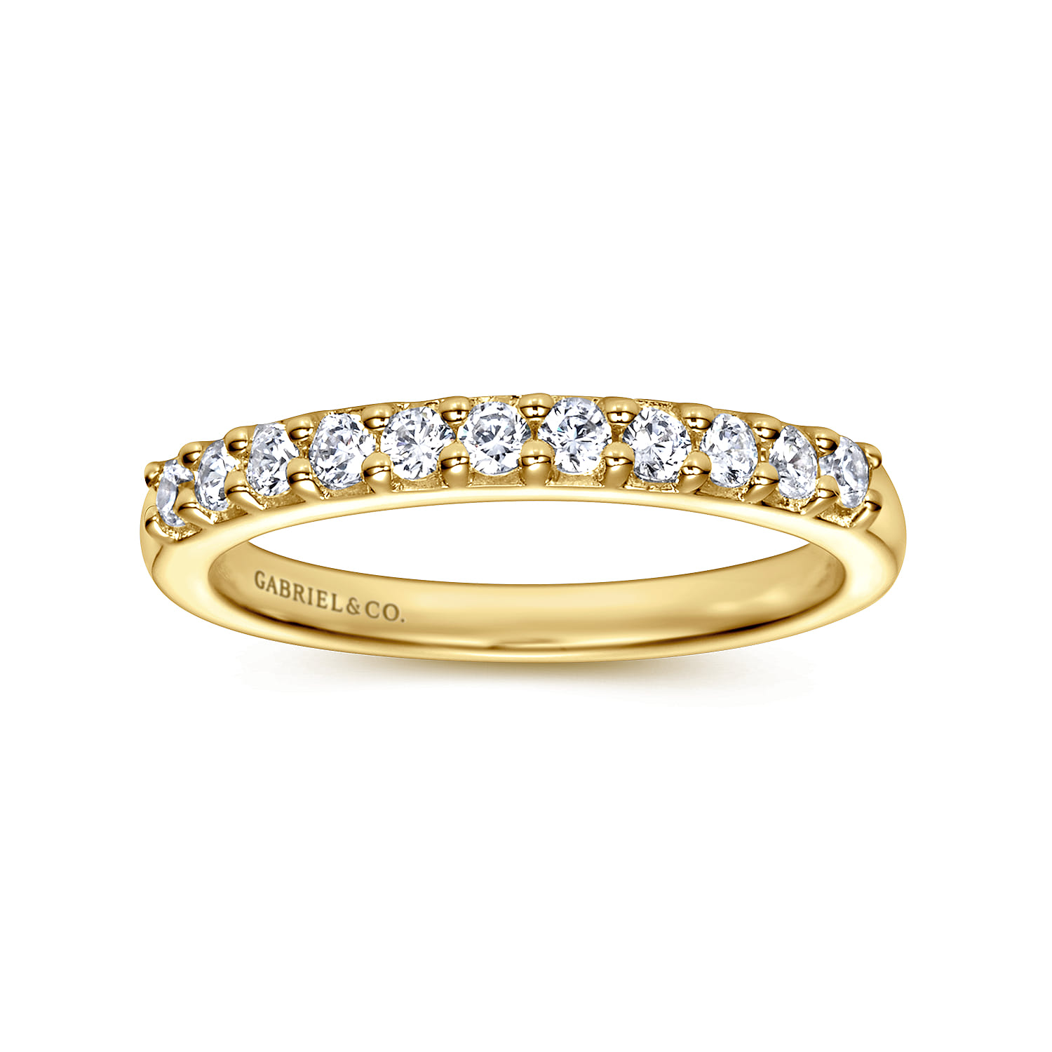 Straight Wedding Ring in 14k Yellow Gold with Round Natural Diamond at Gabriel & Co. - Shot 4