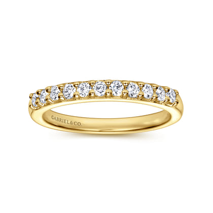 Manila - 14K Yellow Gold 11 Stone Shared Prong Diamond Anniversary Band