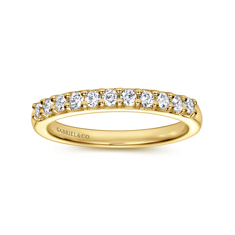 Straight Wedding Ring in 14k Yellow Gold with Round Natural Diamond at Gabriel & Co. - Shot 4