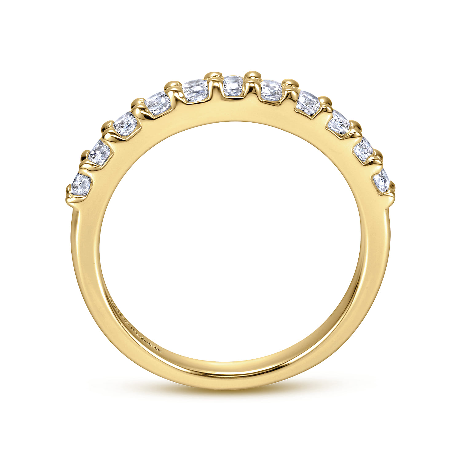 Straight Wedding Ring in 14k Yellow Gold with Round Natural Diamond at Gabriel & Co. - Shot 2