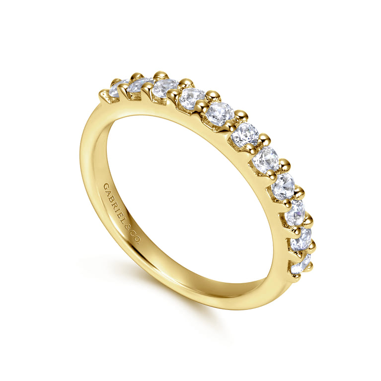 Straight Wedding Ring in 14k Yellow Gold with Round Natural Diamond at Gabriel & Co. - Shot 3