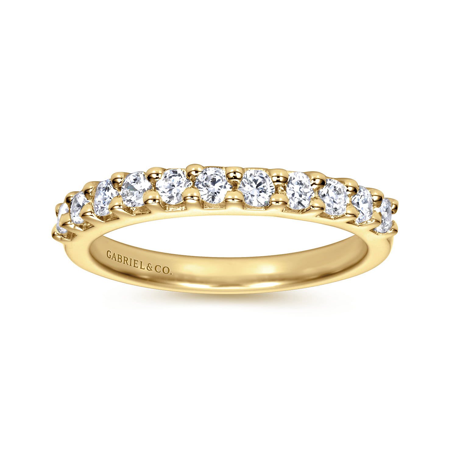 Straight Wedding Ring in 14k Yellow Gold with Round Natural Diamond at Gabriel & Co. - Shot 4