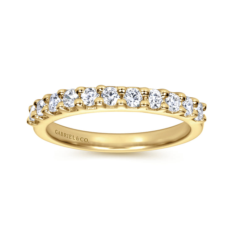 Straight Wedding Ring in 14k Yellow Gold with Round Natural Diamond at Gabriel & Co. - Shot 4
