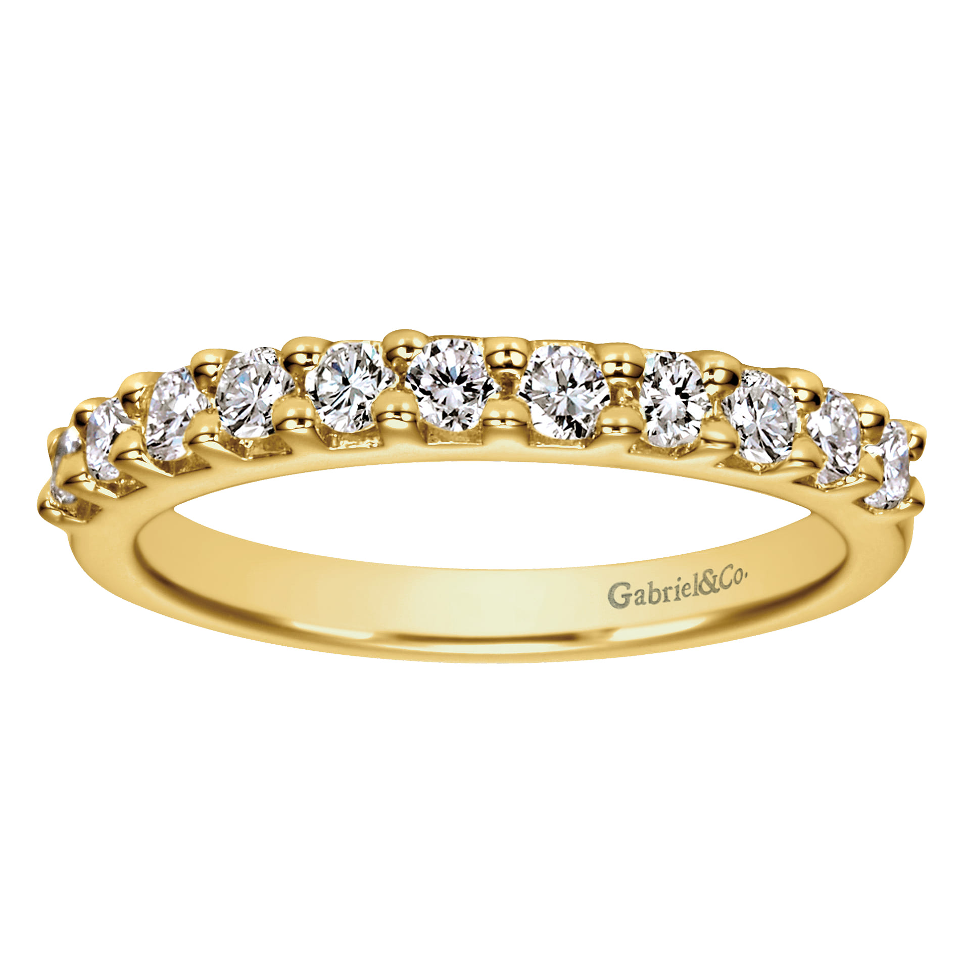 Straight Wedding Ring in 14k Yellow Gold with Round Natural Diamond at Gabriel & Co. - Shot 5