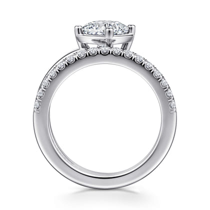 Margo - 14K White Gold Bezel Prong Cushion Cut Wrap Engagement Ring
