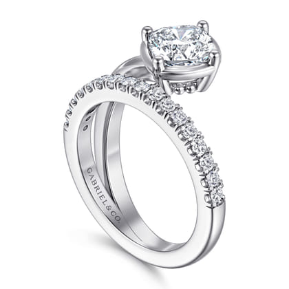Margo - 14K White Gold Bezel Prong Cushion Cut Wrap Engagement Ring