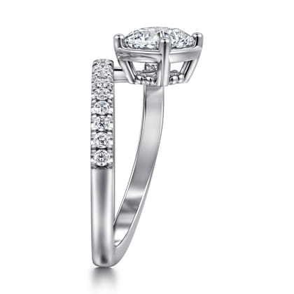 Margo - 14K White Gold Bezel Prong Cushion Cut Wrap Engagement Ring