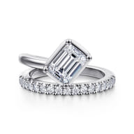 Margo - 14K White Gold Bezel Prong Emerald Cut Wrap Engagement Ring