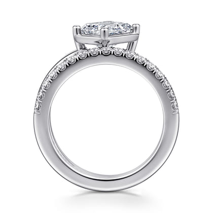 Margo - 14K White Gold Bezel Prong Emerald Cut Wrap Engagement Ring