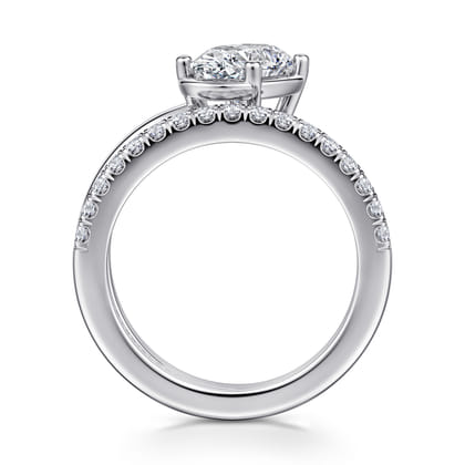Margo - 14K White Gold Bezel Prong Oval Wrap Engagement Ring
