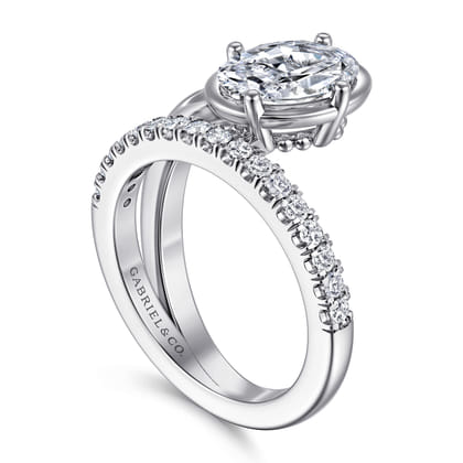 Margo - 14K White Gold Bezel Prong Oval Wrap Engagement Ring