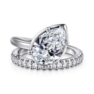 Margo - 14K White Gold Bezel Prong Pear Shape Wrap Engagement Ring