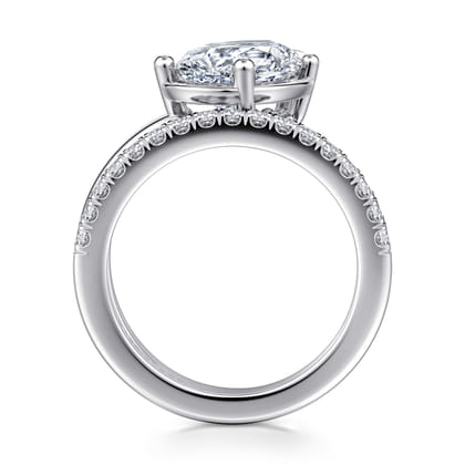 Margo - 14K White Gold Bezel Prong Pear Shape Wrap Engagement Ring
