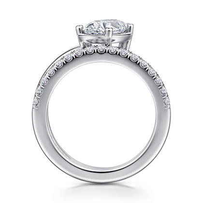 Margo - 14K White Gold Bezel Prong Pear Shape Wrap Engagement Ring