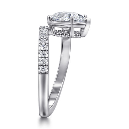 Margo - 14K White Gold Bezel Prong Pear Shape Wrap Engagement Ring
