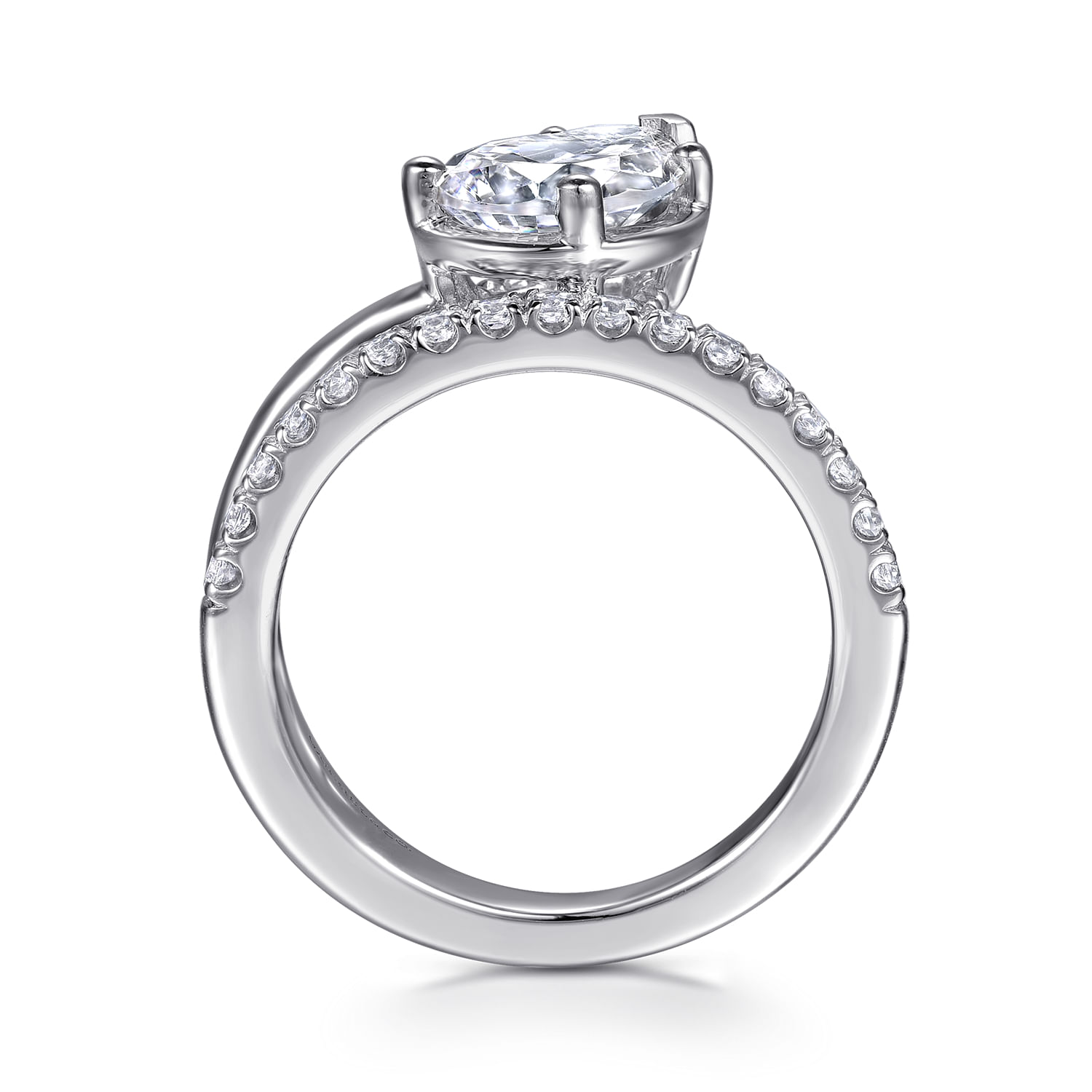 Margo - 14K White Gold Bezel Prong Pear Shape Wrap Engagement Ring