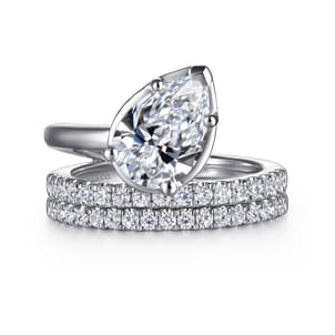 Margo - 14K White Gold Bezel Prong Pear Shape Wrap Engagement Ring