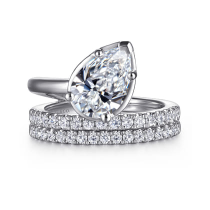 Margo - 14K White Gold Bezel Prong Pear Shape Wrap Engagement Ring