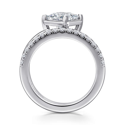Margo - 14K White Gold Bezel Prong Princess Cut Wrap Engagement Ring