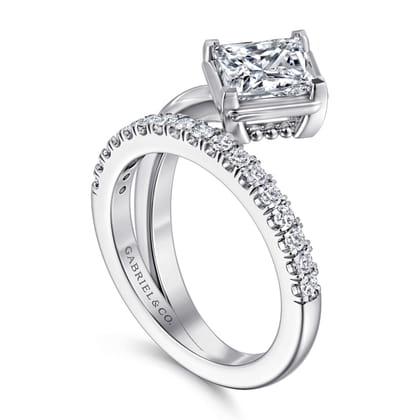 Margo - 14K White Gold Bezel Prong Princess Cut Wrap Engagement Ring