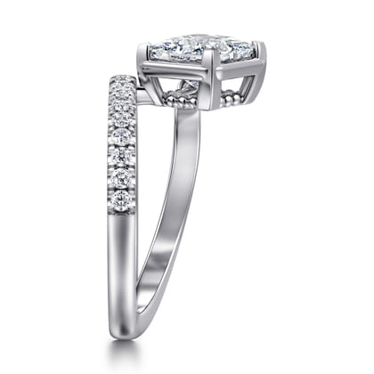 Margo - 14K White Gold Bezel Prong Princess Cut Wrap Engagement Ring
