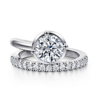 Margo - 14K White Gold Bezel Prong Round Wrap Engagement Ring
