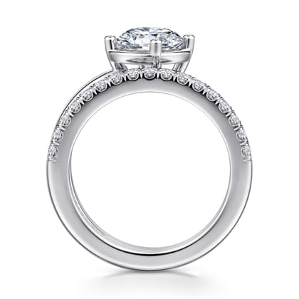 Margo - 14K White Gold Bezel Prong Round Wrap Engagement Ring