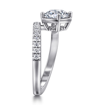 Margo - 14K White Gold Bezel Prong Round Wrap Engagement Ring