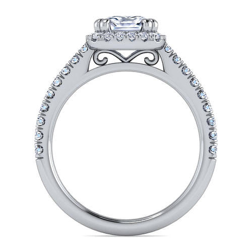 Margot - 14K White Gold Cushion Halo Diamond Engagement Ring - 0.39 ct - Shot 2