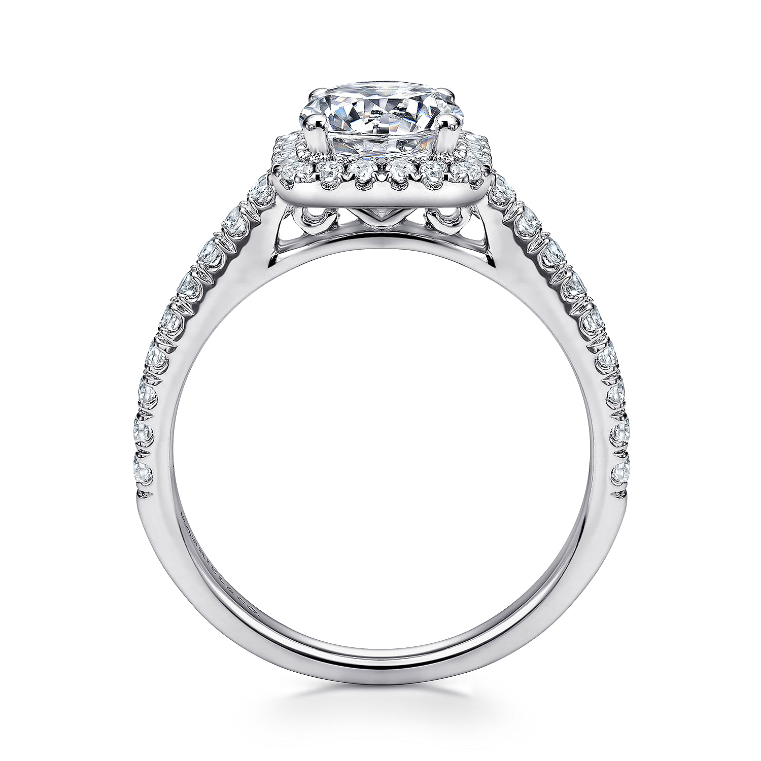 Margot - 14K White Gold Cushion Halo Round Diamond Engagement Ring - 0.42 ct - Shot 2