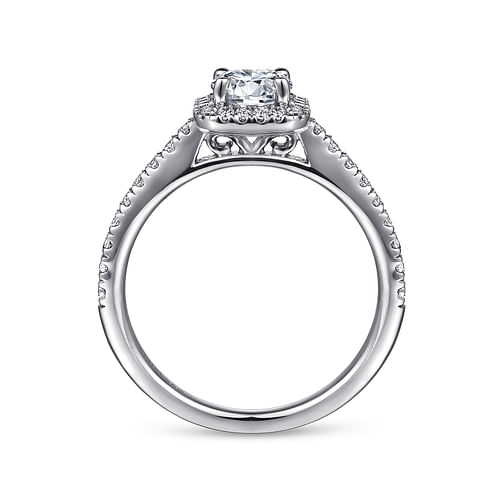 Margot - 14K White Gold Round Halo Diamond Engagement Ring - 0.34 ct - Shot 2
