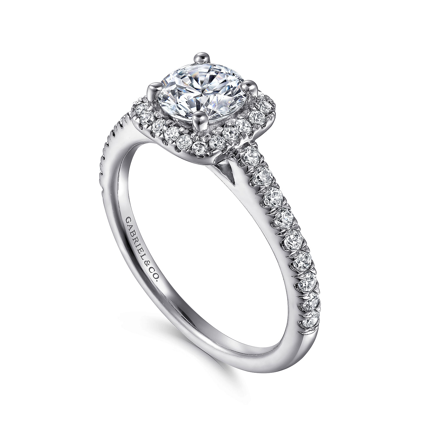Margot - 14K White Gold Round Halo Diamond Engagement Ring - 0.34 ct - Shot 3