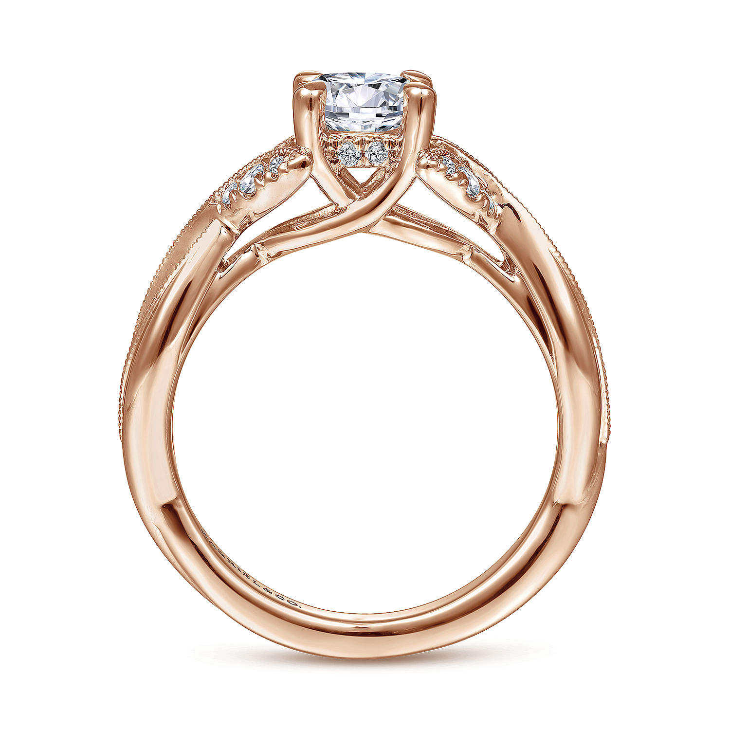 Marguerite - 14K Rose Gold Round Diamond Engagement Ring - 0.14 ct - Shot 2