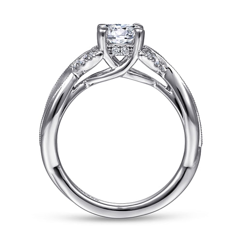 Marguerite - 14K White Gold Round Twisted Diamond Engagement Ring - 0.14 ct - Shot 2
