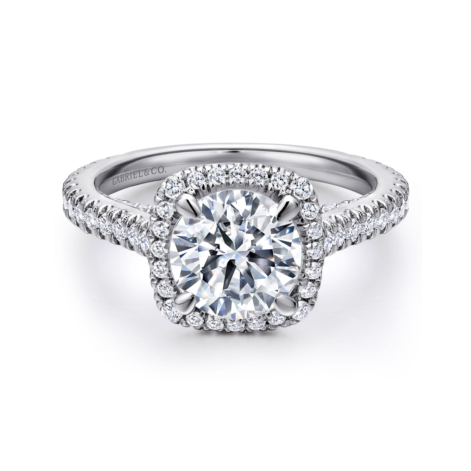 Round Halo Ring in 14k White Gold | Gabriel & Co. ER16191R6W44JJ