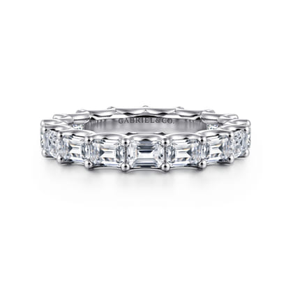 Mariposa - 14K White Gold Scallop Setting East West Emerald Cut Diamond Eternity Band