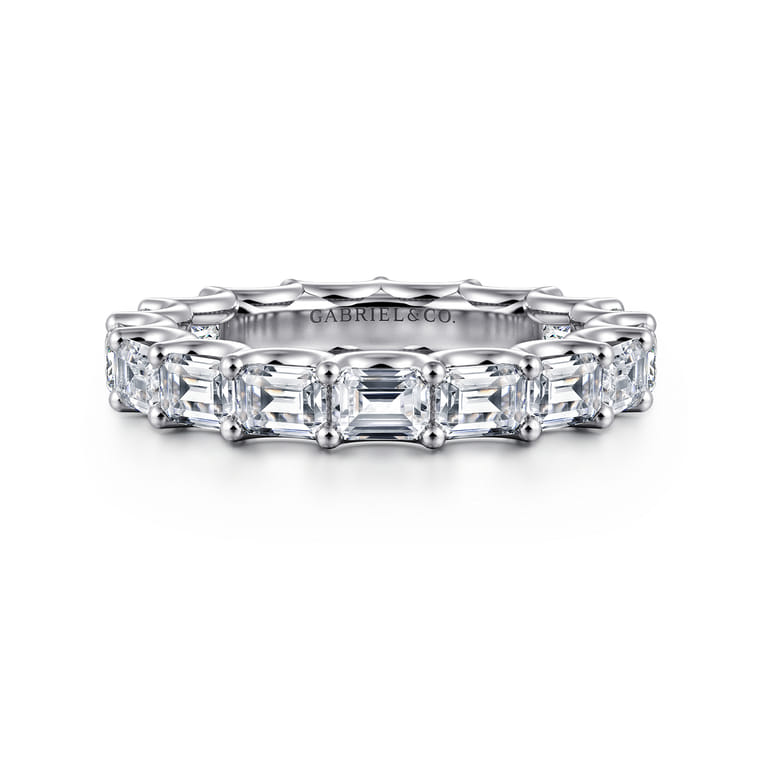 Eternity Band Wedding Ring in 14k White Gold with Emerald Cut Natural Diamond at Gabriel & Co. - Shot 1