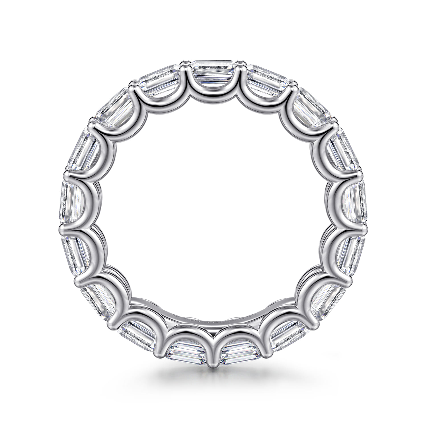 Eternity Band Wedding Ring in 14k White Gold with Emerald Cut Natural Diamond at Gabriel & Co. - Shot 2
