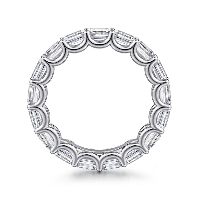 Eternity Band Wedding Ring in 14k White Gold with Emerald Cut Natural Diamond at Gabriel & Co. - Shot 2