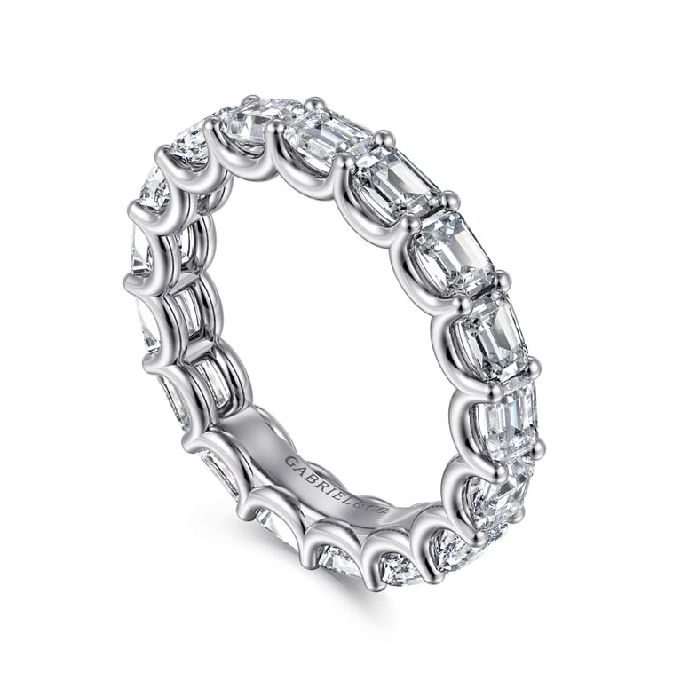 Eternity Band Wedding Ring in 14k White Gold with Emerald Cut Natural Diamond at Gabriel & Co. - Shot 3