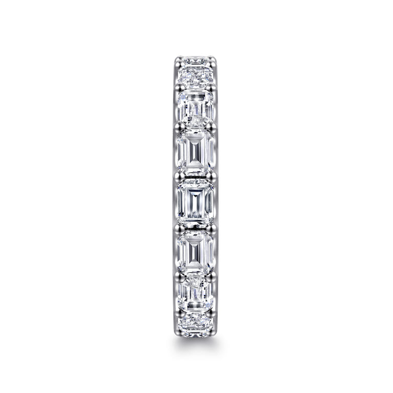 Eternity Band Wedding Ring in 14k White Gold with Emerald Cut Natural Diamond at Gabriel & Co. - Shot 4