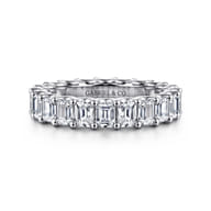 Mariposa - 14K White Gold Scallop Setting Emerald Cut Diamond Eternity Band